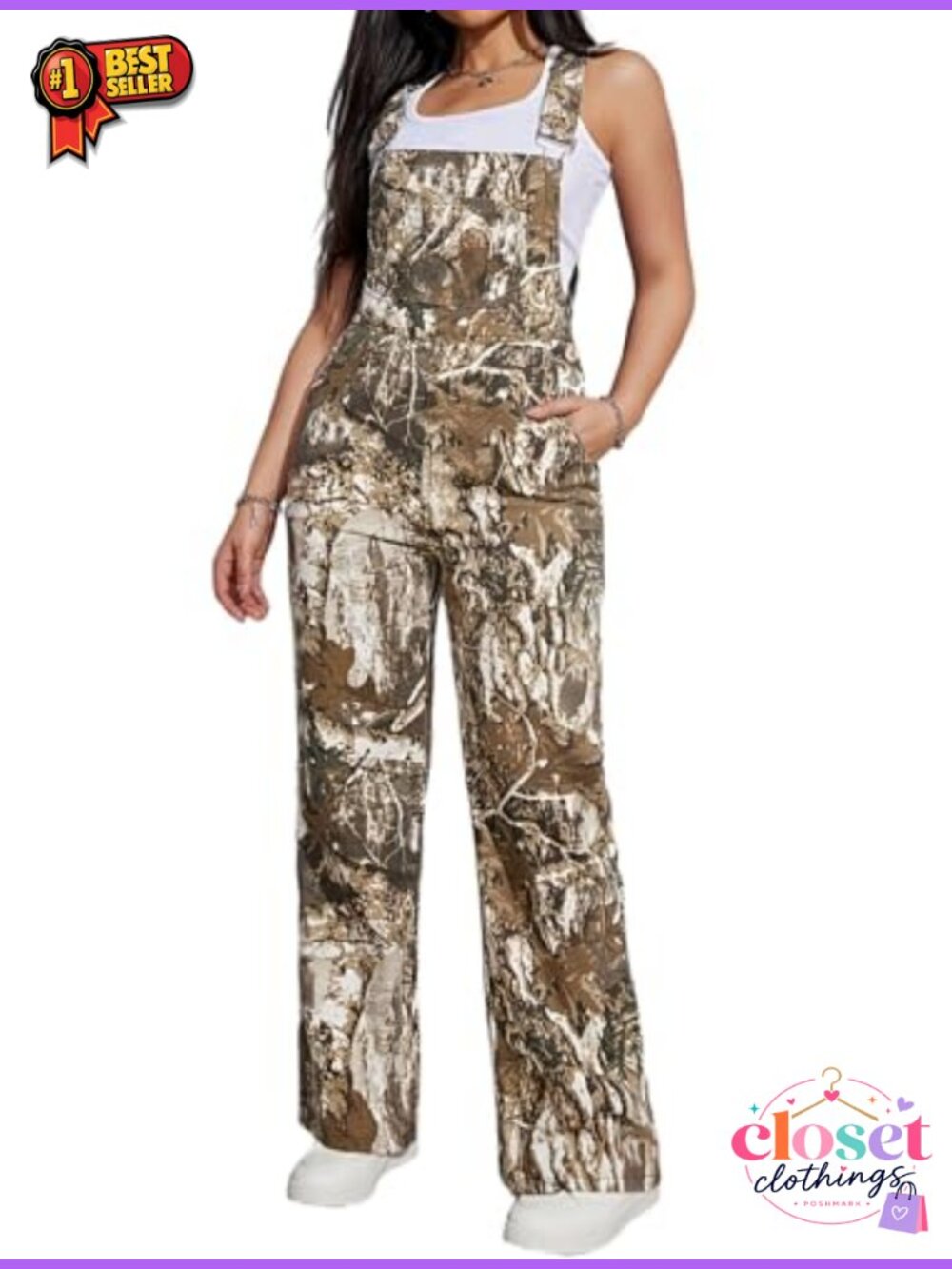 Polyester Spandex Cargo Bib Overalls Baggy Jean Jumpsuit Women Sleeveless
